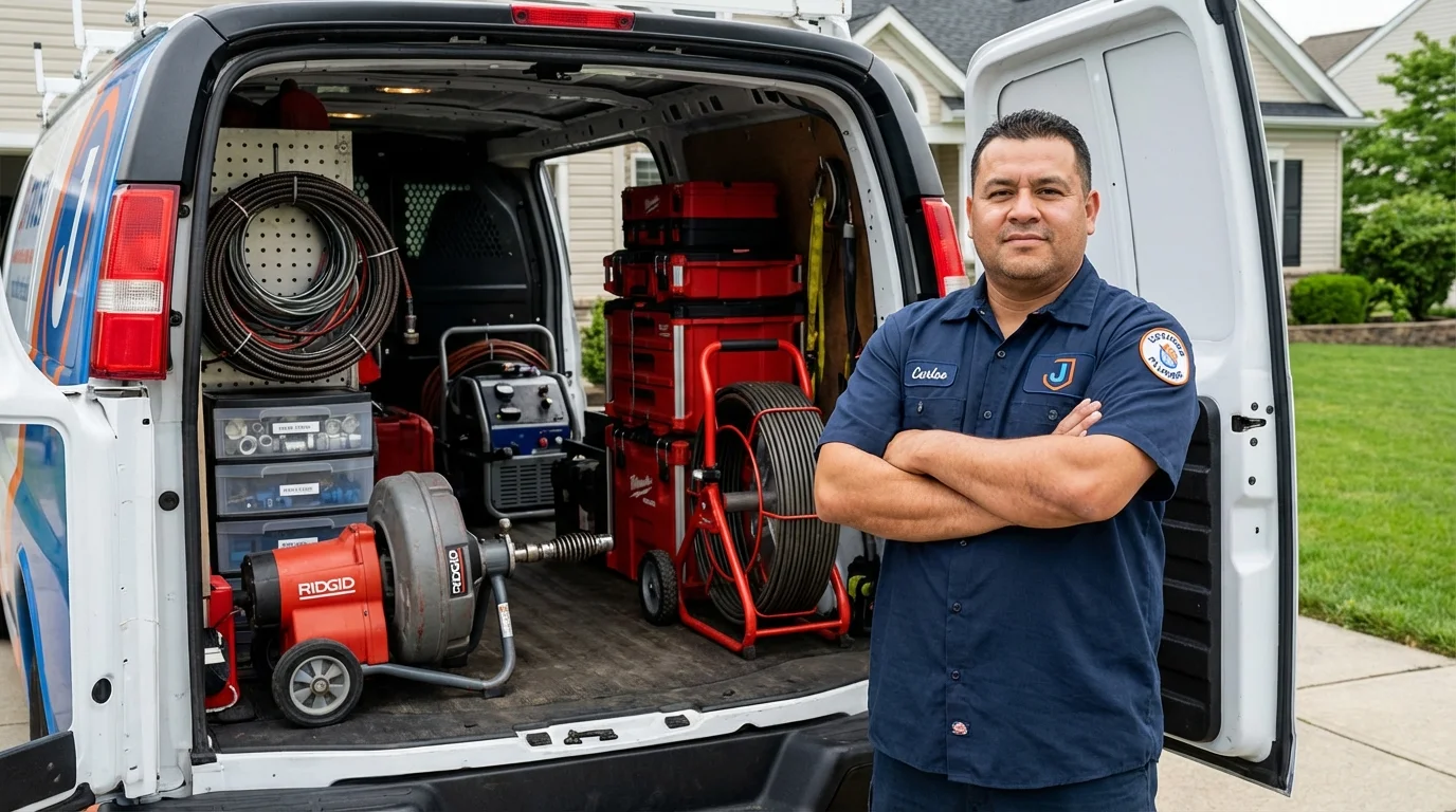 Professional drain cleaning equipment and Johns Plumbing LLC plumber in Anna