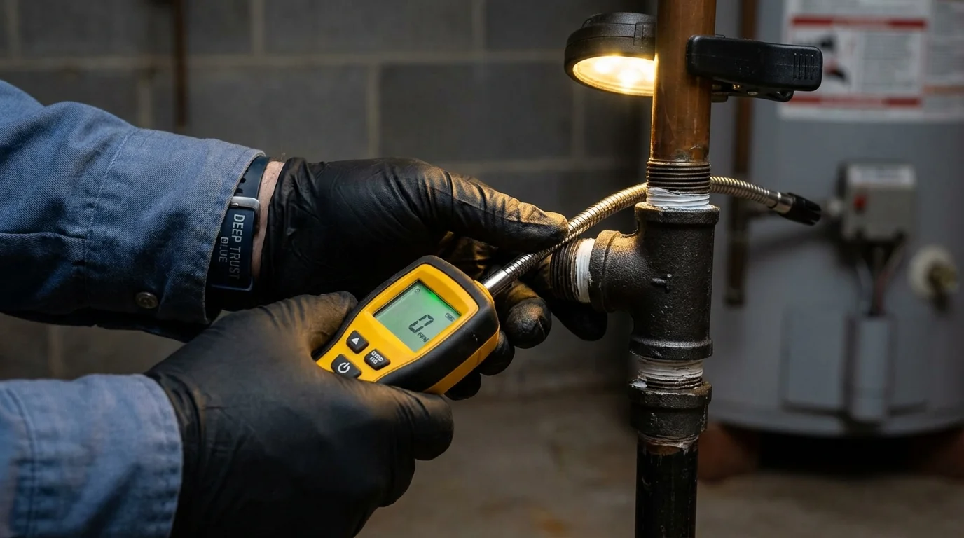 Gas leak detection with electronic sniffer by Johns Plumbing LLC in Anna