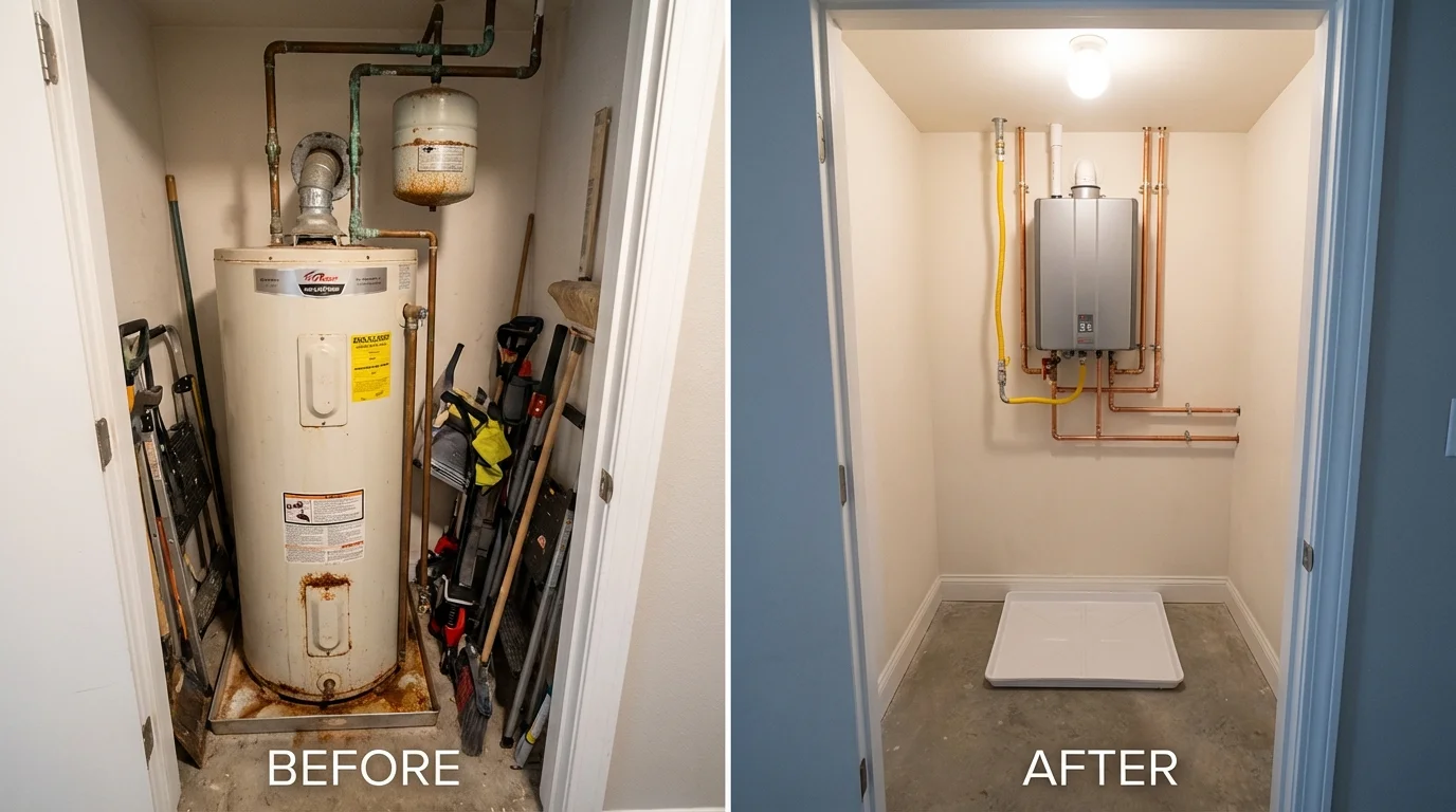 Tank water heater versus wall-mounted tankless unit comparison for Anna, TX homeowners